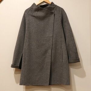 VINCE wool jacket Coat sweater back 2 tone black grey snap mid XL warm mix